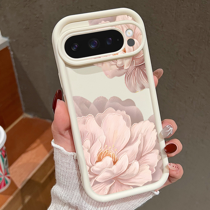Phone Cases Google Pixel 9 - Pink Flowers Patterned Soft TPU Phone