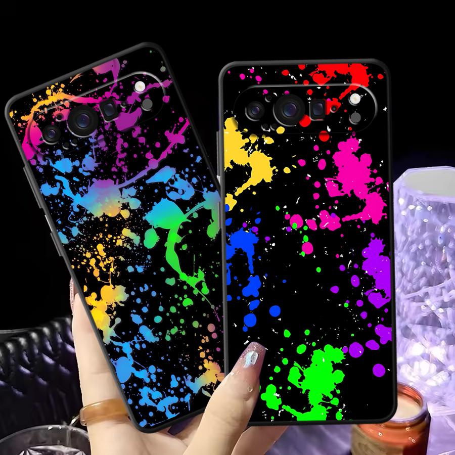 Phone Cases Google Pixel 9 - Rainbow Paint Splatters Funda Phone Cover