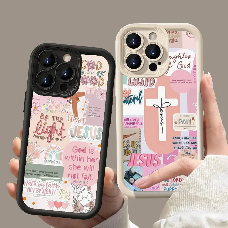 Slogan With Pink Cross Graphic - Phone Cases Jesus recension och pris