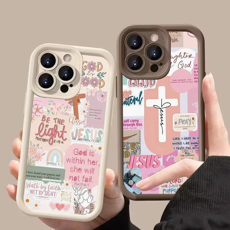 Slogan With Pink Cross Graphic - Phone Cases Jesus recension och pris