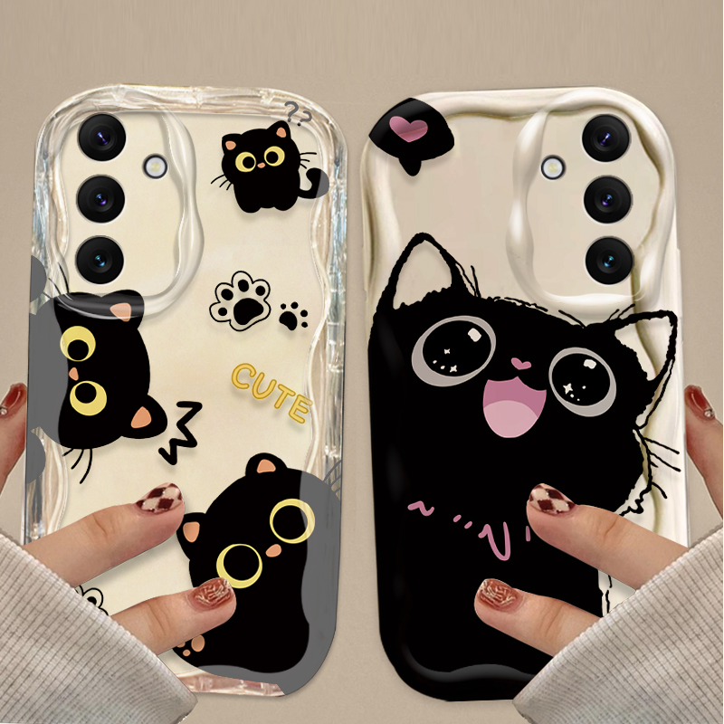 Cute Big Eyes Black Cat Case f - Phone Cases Samsung A14 recension och pris
