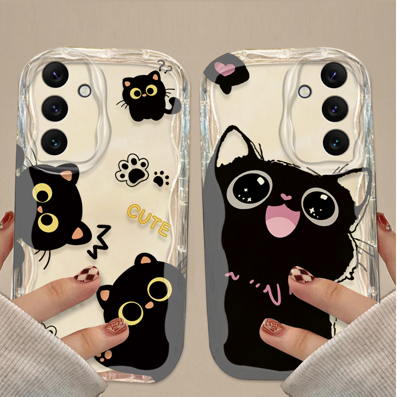 Cute Big Eyes Black Cat Case f - Phone Cases Samsung A14 recension och pris