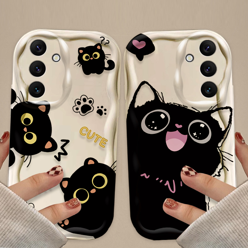 Cute Big Eyes Black Cat Case f - Phone Cases Samsung A14 recension och pris