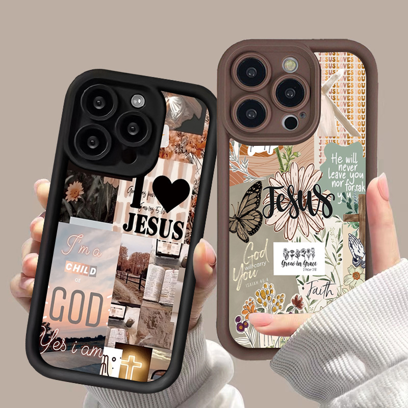 Jesus Collage Pattern Thick Sh - Phone Cases Jesus recension och pris